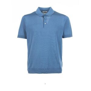 PAOLO PECORA Short Sleeve Knit Polo Shirt Men CLEAR BLUE T-Shirts